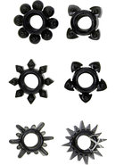 Tower Of Power Cock Rings (6 Piece Kit) - Black