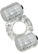 Hero Double Pleaser Teaser Vibrating Cock Ring - Clear