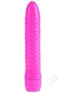 Neon Ribbed Rocket Vibrator - Pink
