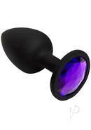 Booty Bling Jeweled Silicone Anal Plug - Small - Purple