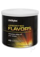 Lifestyles Assorted Flavors 40 Premium Lubricated Latex Condoms Bowl