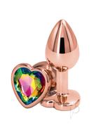 Rear Assets Rose Gold Heart Anal Plug - Small - Rainbow