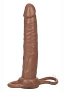 Accommodator Dual Penetrator Dildo Cock Ring - Chocolate