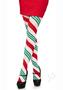 Leg Avenue Holiday Ribbon Striped Tights - O/s - Green/red