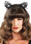 Leg Avenue Venice Lace Cat Ears With Organza Bows - O/s - Black