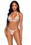 Leg Avenue Sheer Butterfly Applique Bra Top And G-string Panty (2 Pieces) - Large - White
